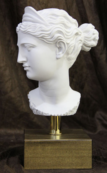 Head of Diana Bust on Base Sculpture Hunt Moon Goddess Statue large